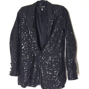 Aqua Women's Black Sequin Blazer Size XS Sparkly Party Jacket Rock Glam